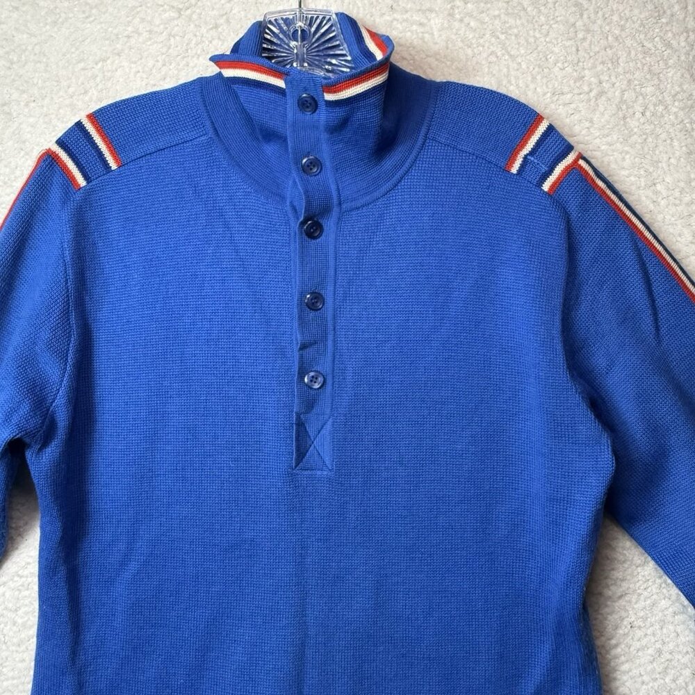 Obermeyer Ski Wool Sweater Men's Large‎ Striped Collar Vintage 60's 70's